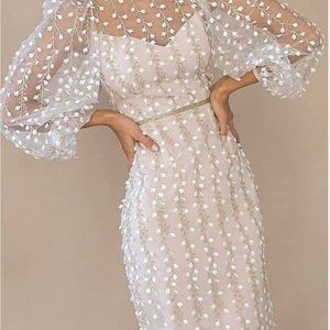 Elegant Cream Floral Dress